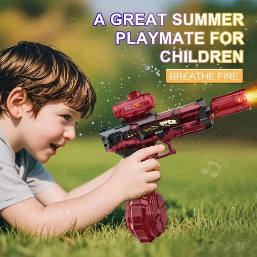 Electric Water Gun with Light Toys Summer Outdoor Shooting Beach Game Toy Automatic Water Squirt Gun for Boy Birthday Xmas Gifts