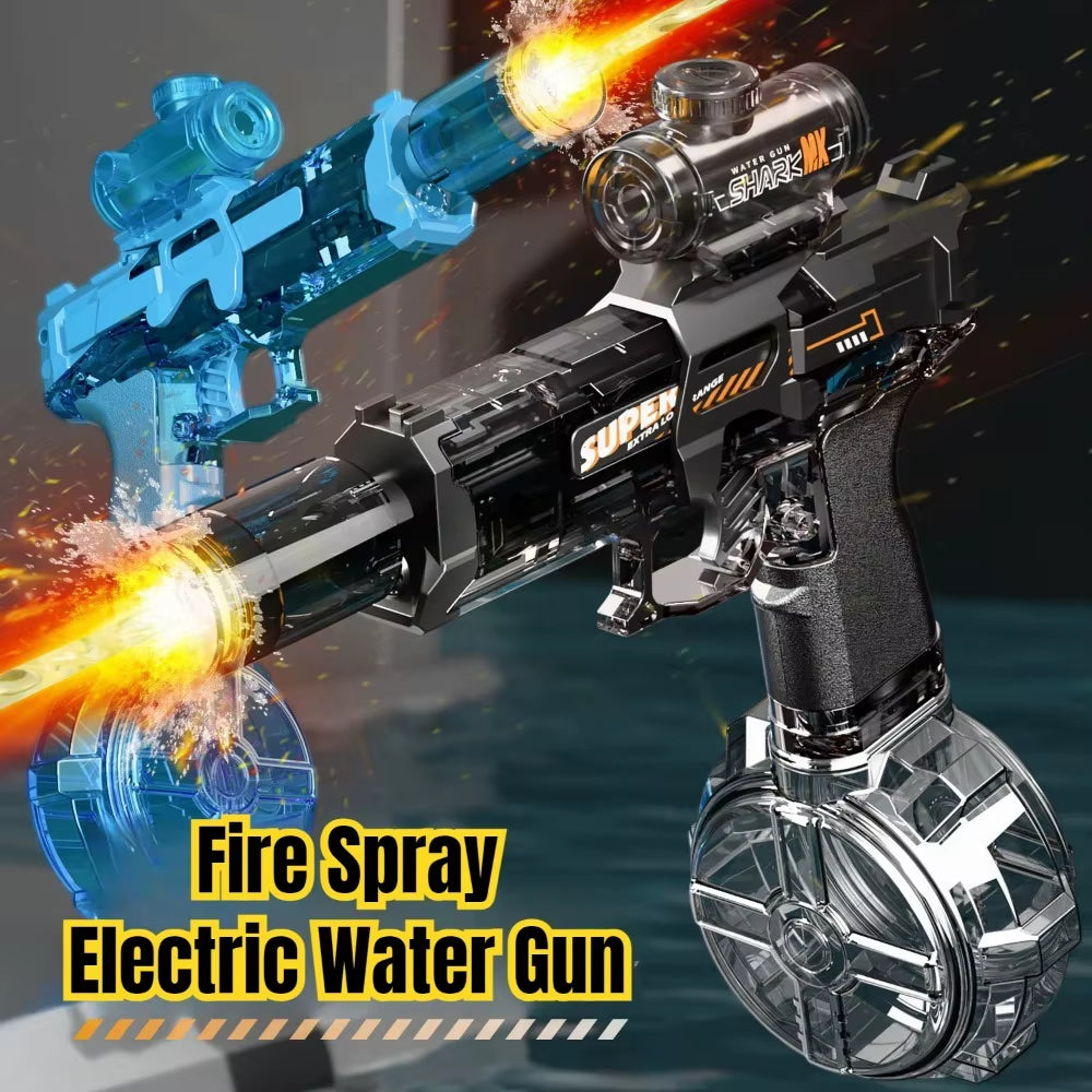 Electric Water Gun with Light Toys Summer Outdoor Shooting Beach Game Toy Automatic Water Squirt Gun for Boy Birthday Xmas Gifts