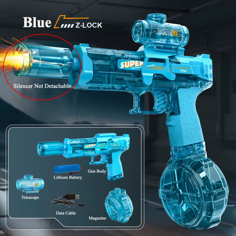 Electric Water Gun with Light Toys Summer Outdoor Shooting Beach Game Toy Automatic Water Squirt Gun for Boy Birthday Xmas Gifts