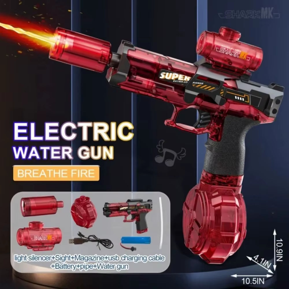 Electric Water Gun with Light Toys Summer Outdoor Shooting Beach Game Toy Automatic Water Squirt Gun for Boy Birthday Xmas Gifts