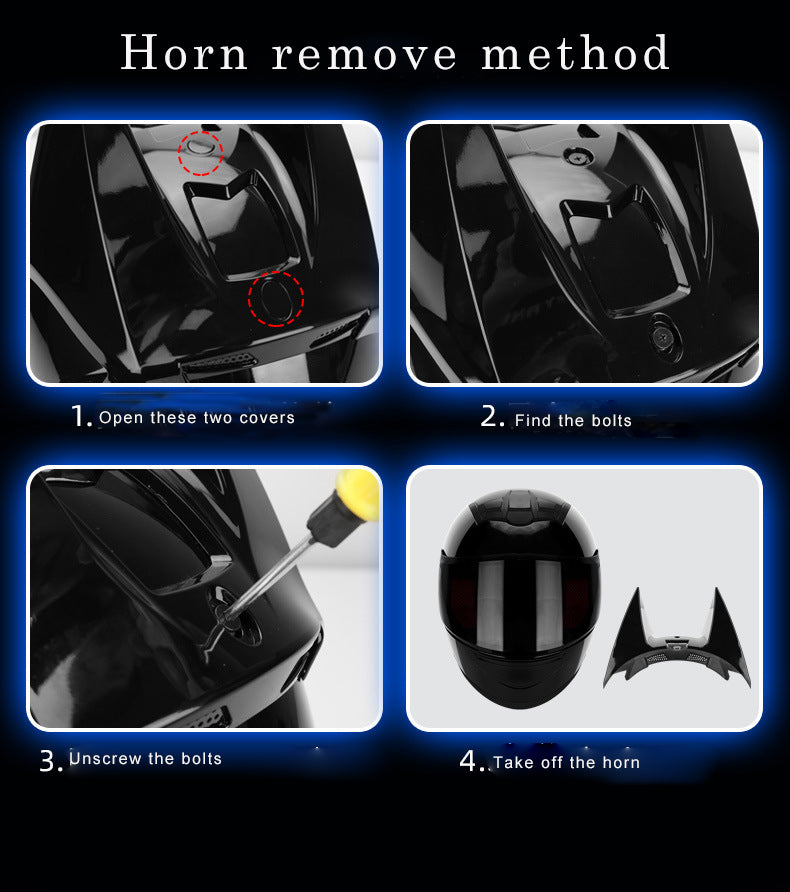Cool Motorcycle Helmet with Detachable Bat Man Ears