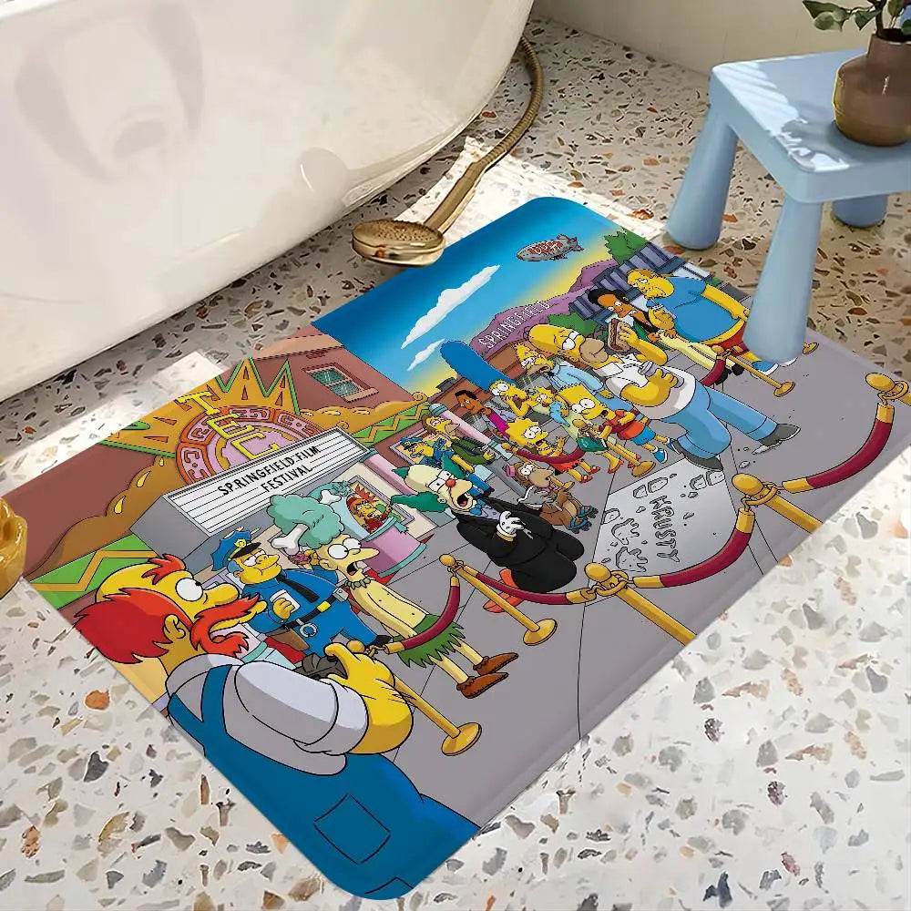 The Anime Cartoon S-Simpsons Family Bathroom Mat Kids Room Bedroom Decoration Balcony Doormat Living Room Bedside Area Rugs