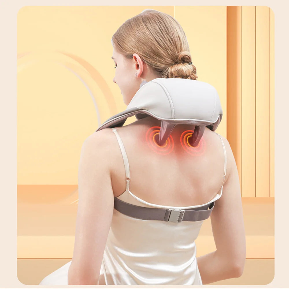Wireless Neck Back Massager Neck and Shoulder Knead Massage Shawl Neck Cervical Relaxing Trapezius Massager Pain Relief Device