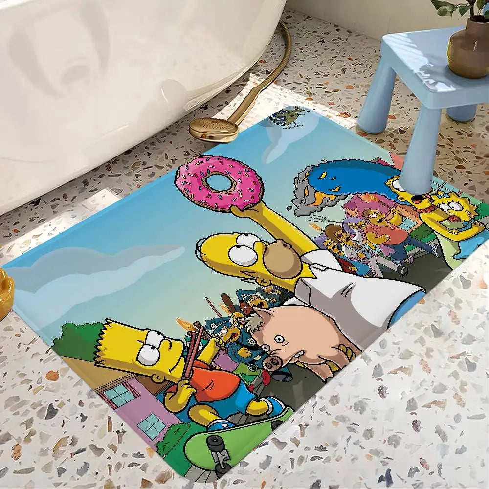 The Anime Cartoon S-Simpsons Family Bathroom Mat Kids Room Bedroom Decoration Balcony Doormat Living Room Bedside Area Rugs