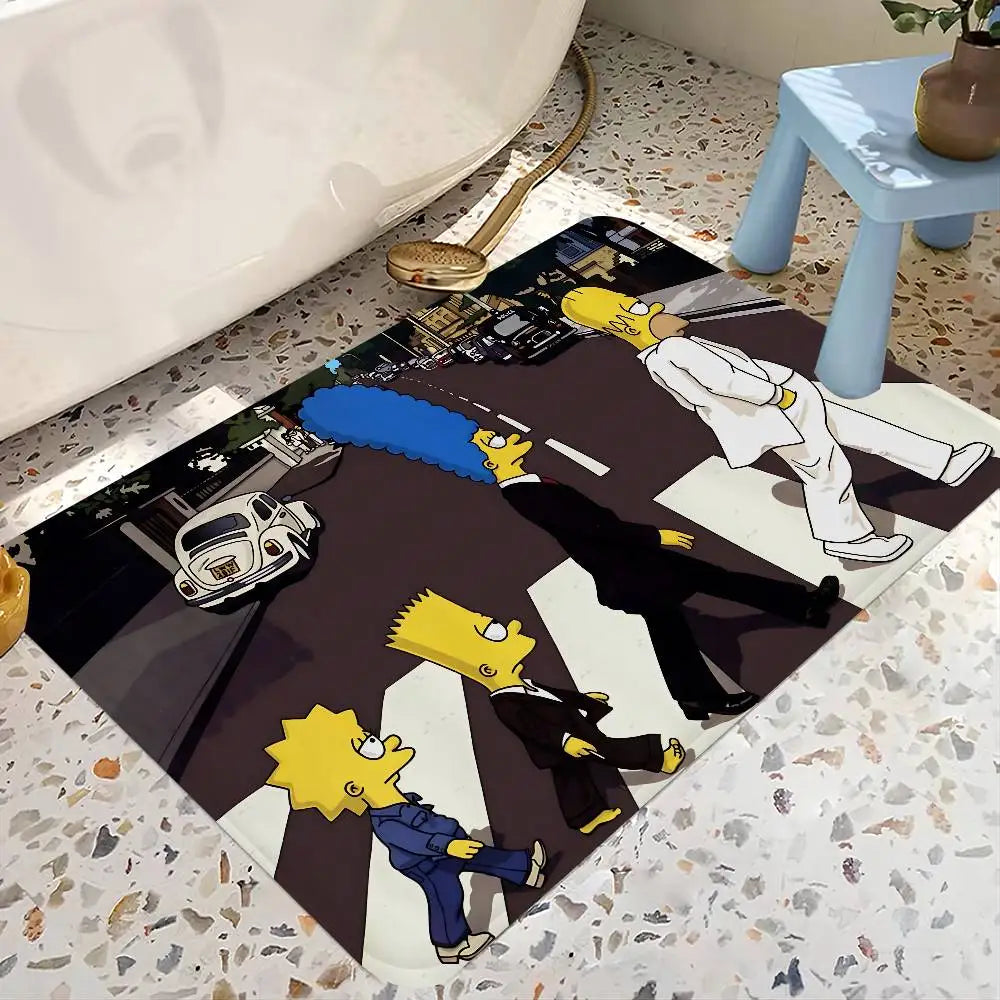 The Anime Cartoon S-Simpsons Family Bathroom Mat Kids Room Bedroom Decoration Balcony Doormat Living Room Bedside Area Rugs