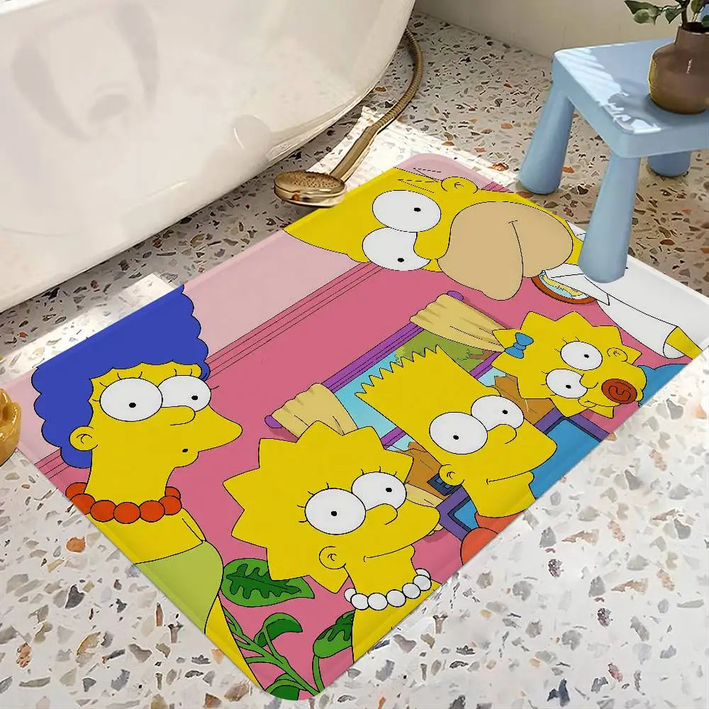 The Anime Cartoon S-Simpsons Family Bathroom Mat Kids Room Bedroom Decoration Balcony Doormat Living Room Bedside Area Rugs
