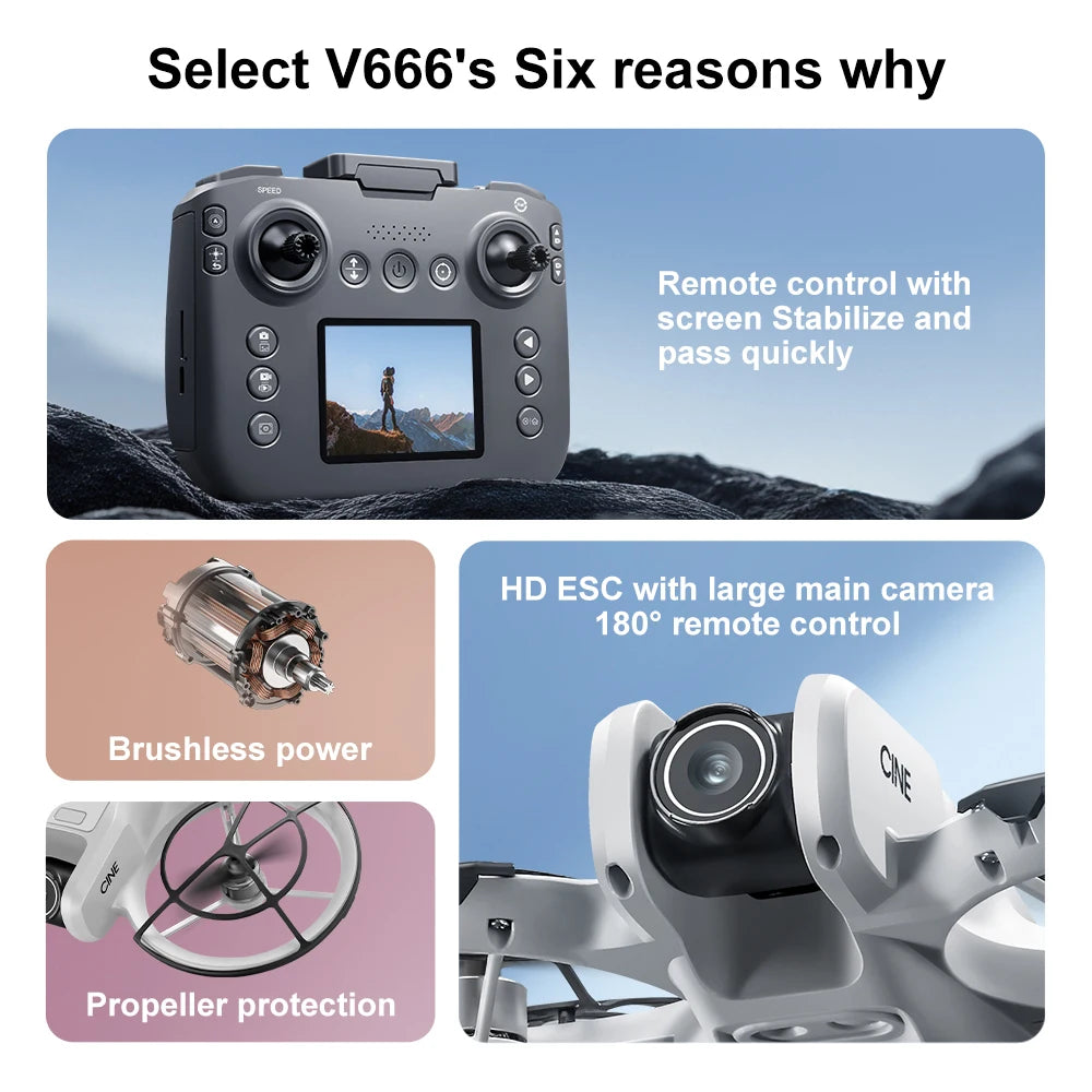 For Xiaomi V666 MINI Drone Professional WIFI 5G Drone Obstacle Avoidance Brushless Altitude Headless Mode RC Quadcopter FPV Toys