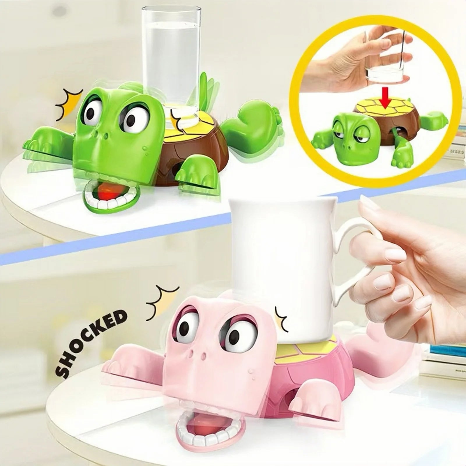 Panicked Turtle Coaster 3D Printed Cup Mat Insulation Pad Home/Office Decorative Cup Pad Mug Holder with Funny Expression