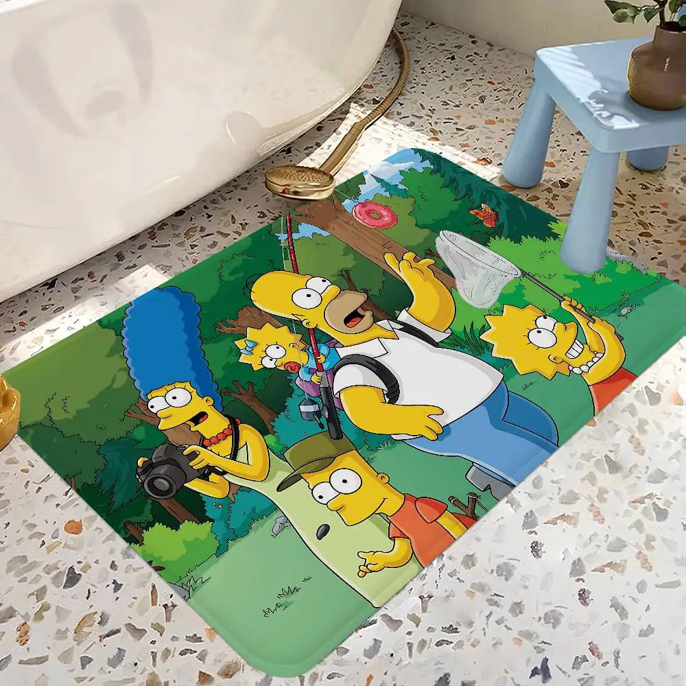 The Anime Cartoon S-Simpsons Family Bathroom Mat Kids Room Bedroom Decoration Balcony Doormat Living Room Bedside Area Rugs