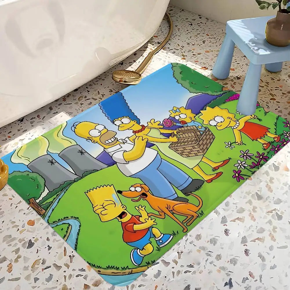 The Anime Cartoon S-Simpsons Family Bathroom Mat Kids Room Bedroom Decoration Balcony Doormat Living Room Bedside Area Rugs