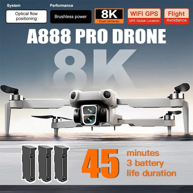 For Xiaomi A888 Pro Drone 4K Professional ESC Dual Camera Dron Optical Flow Localization 3-Sided Obstacle Avoidance Quadcopter