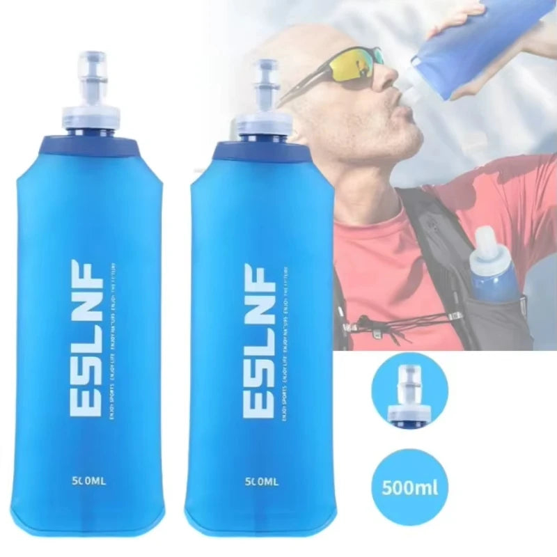 500Ml Soft Flask Folding Collapsible Water Bottle TPU BPA Free Outdoor Sport Portable Water Bag Running Camping