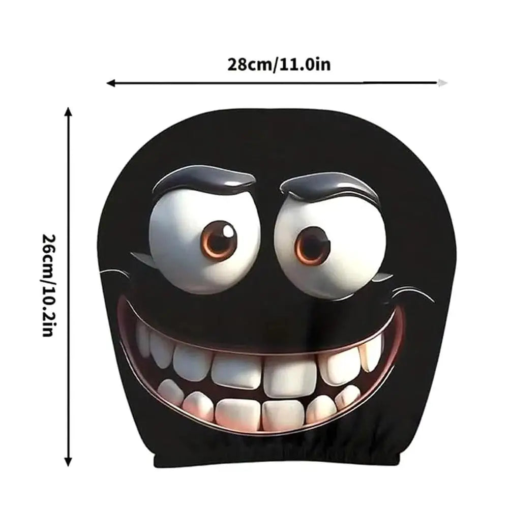 2Pcs Universal Fun Cartoon Car Pillowcase Cute Funny Car Print Pillowcase Breathable Comfortable Holiday Car Interior Accessory