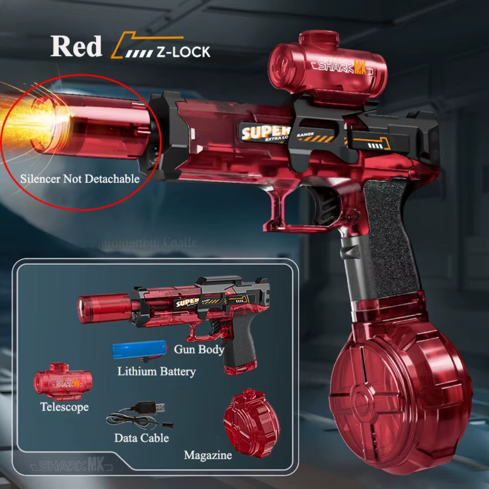 Electric Water Gun with Light Toys Summer Outdoor Shooting Beach Game Toy Automatic Water Squirt Gun for Boy Birthday Xmas Gifts