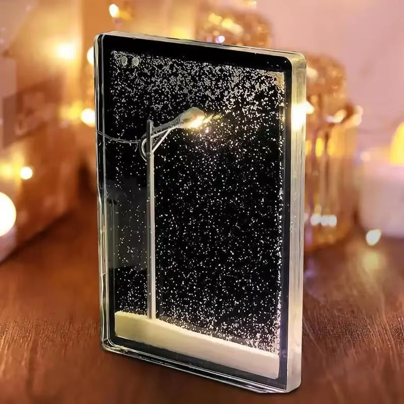 2025 Christmas Crafts Snowy Night Lamp Decor Arts and Crafts Night Street Lamps for Girls Snow Scene Night Light Desk Light