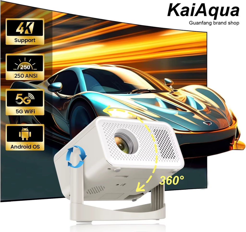 Kaiaqua Projector HT23 plus 4K Android 11 Dual Wifi6 260ANSI Allwinner H713 BT5.0 1080P 1280*720P Home Cinema Outdoor Projetor