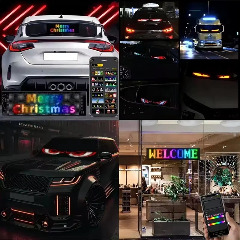 1Pcs Scrolling RGB LED Matrix Pixel Sign USB Flexible Programmable Pattern Graffiti Animation APP Control Car Demon Eyes Display