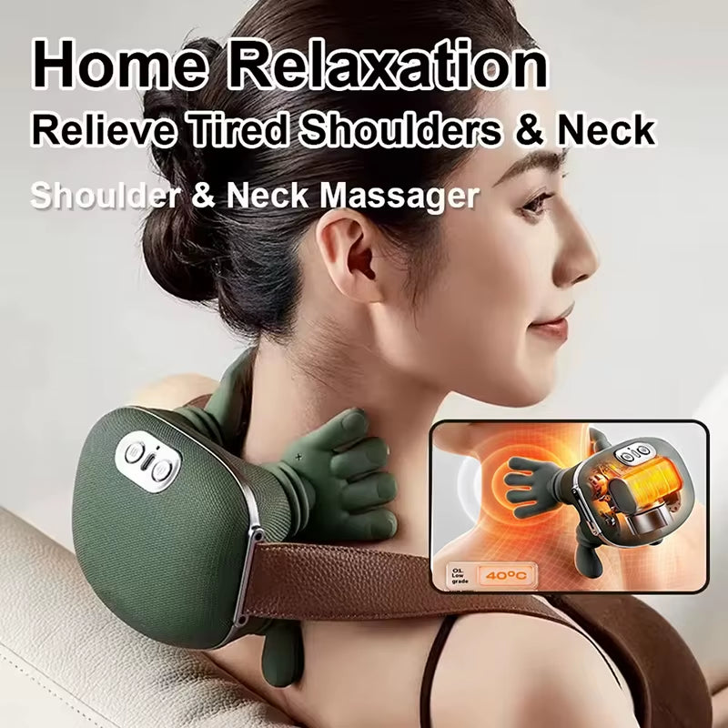 Electric Neck and Shoulder Muscle Massager Wireless Shoulder and Back Kneading Massage Shawl Neck Masajeador Relax Pain Relief