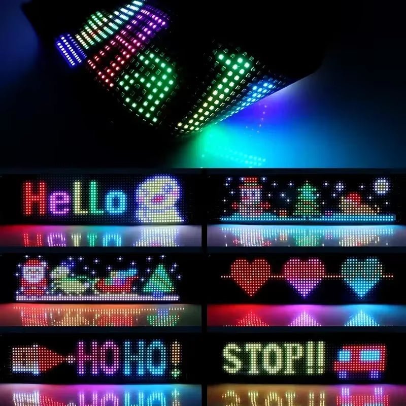 1Pcs Scrolling RGB LED Matrix Pixel Sign USB Flexible Programmable Pattern Graffiti Animation APP Control Car Demon Eyes Display