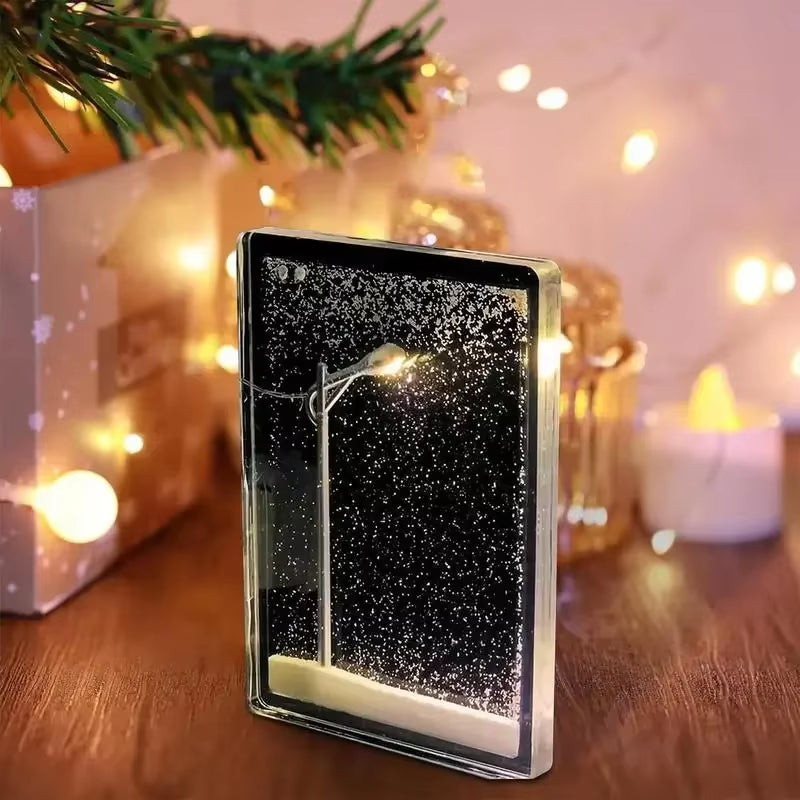 2025 Christmas Crafts Snowy Night Lamp Decor Arts and Crafts Night Street Lamps for Girls Snow Scene Night Light Desk Light