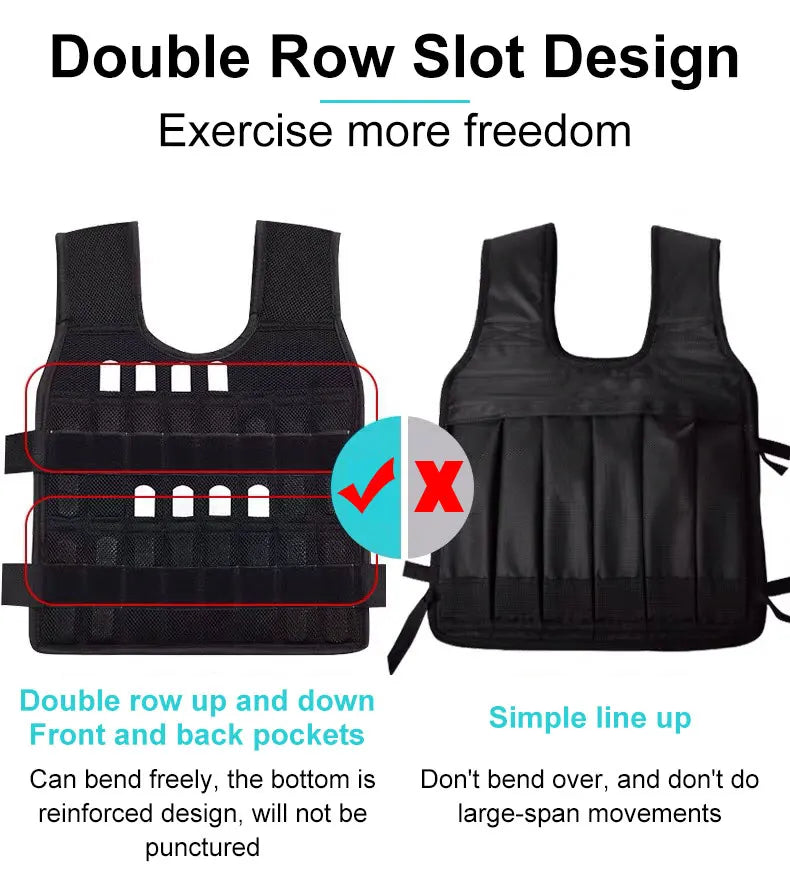New 20Kg 50Kg Loading Weighted Adjustable Vest 
