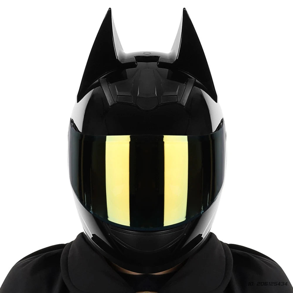 Motorcycle Helmet Bat Ears Full Face Detachable Horns Motorcross Racing Helmet Motorbike Moto DOT Approved Safety Moto Helmets