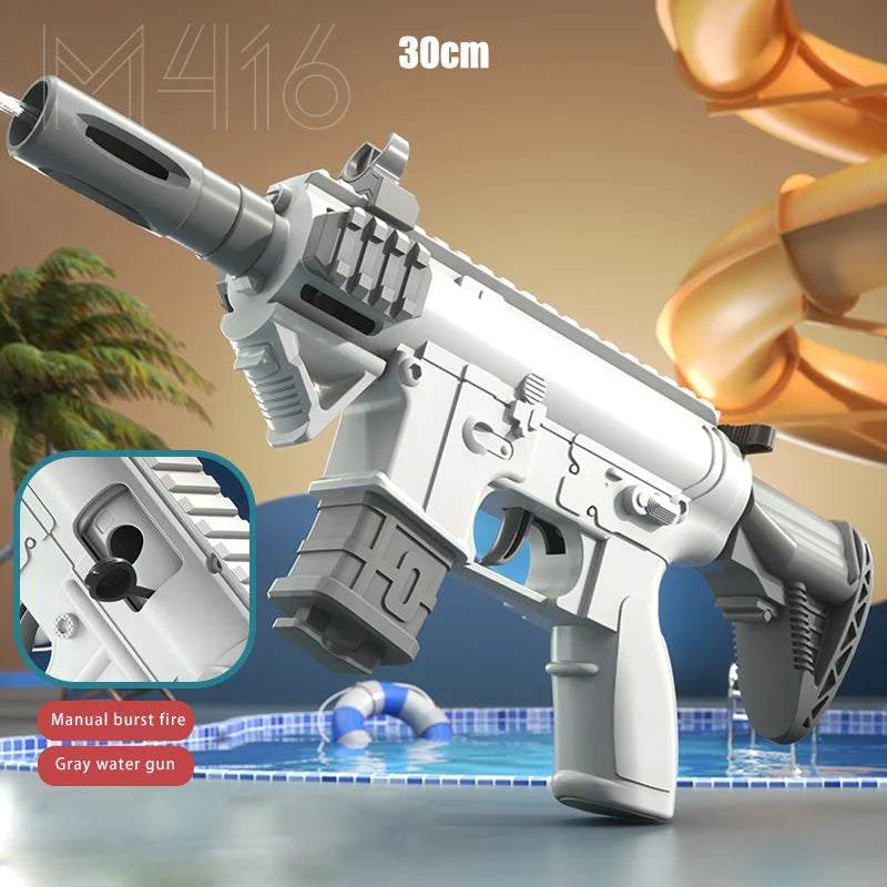Electric Water Gun M416 Manual Version and Rechargeable Automatic Spray Gun Toys Largy Capacity Far Range for Adults & Kids
