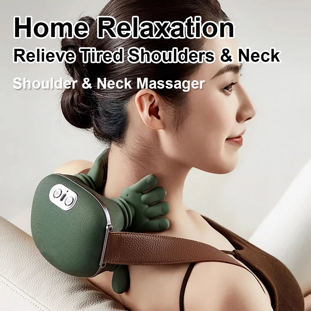 Wireless Neck Back Massager Neck and Shoulder Knead Massage Shawl Neck Cervical Relaxing Trapezius Massager Pain Relief Device
