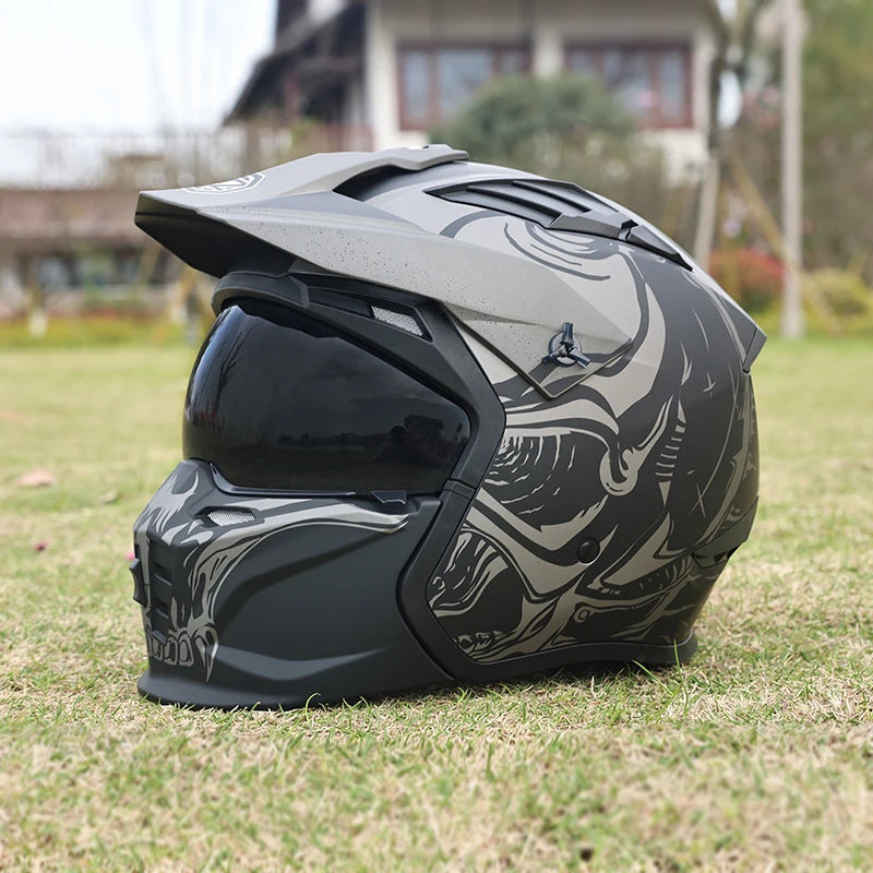 Street Fighter Motorcycle Helmet Men'S and Women'S Four Seasons Motorcycle Retro Full Helmet Half Helmet Combination Helmet