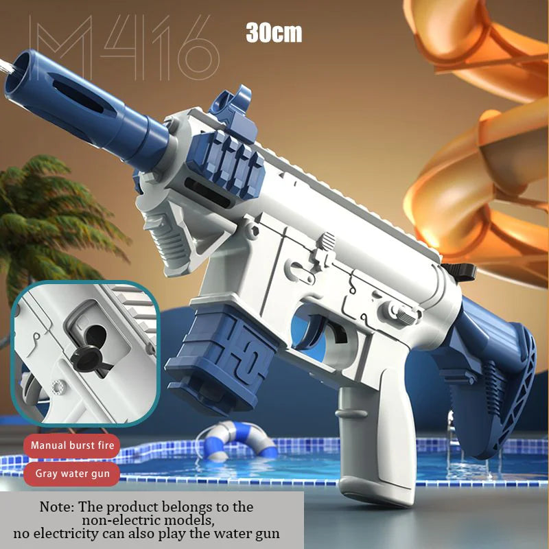 Electric Water Gun M416 Manual Version and Rechargeable Automatic Spray Gun Toys Largy Capacity Far Range for Adults & Kids