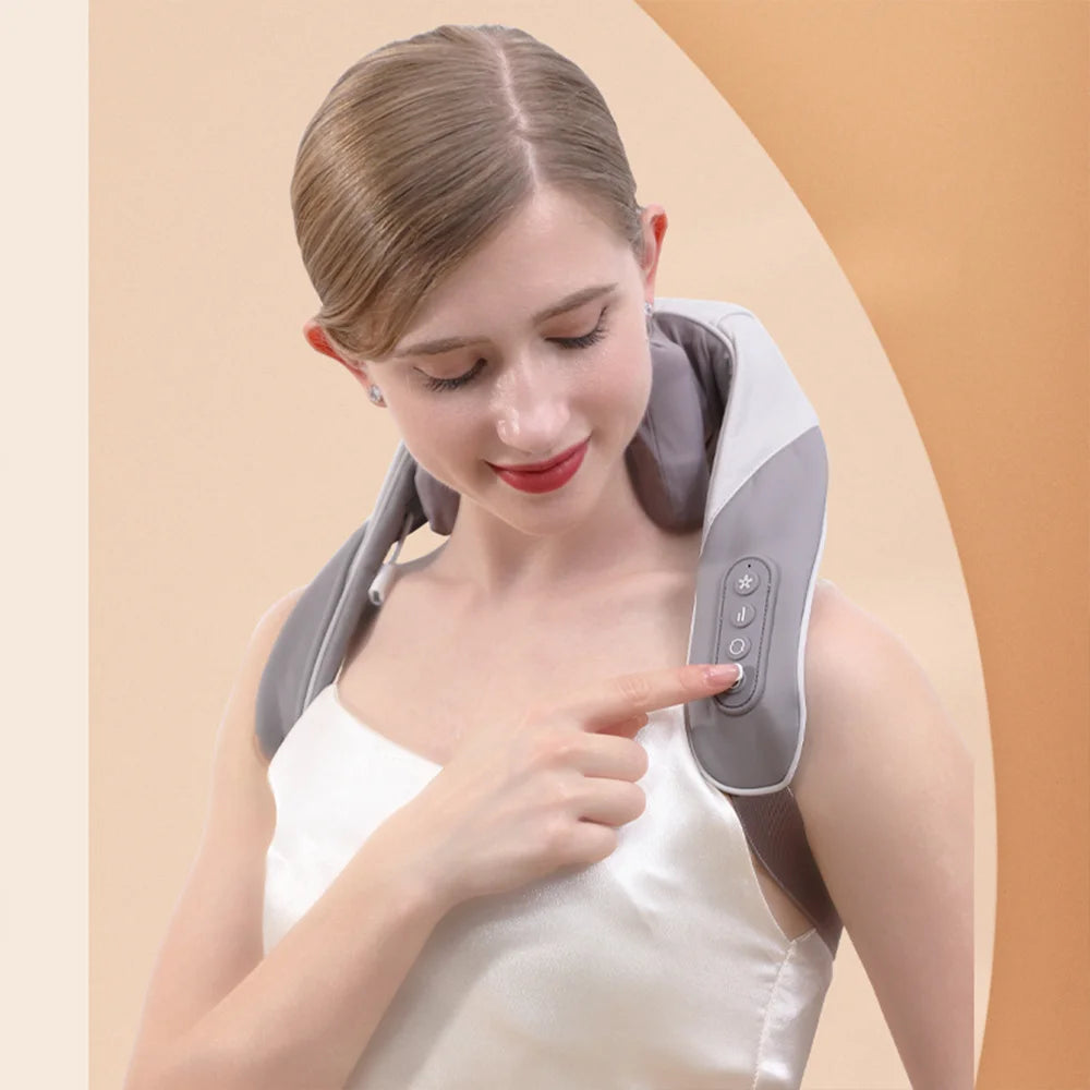 Wireless Neck Back Massager Neck and Shoulder Knead Massage Shawl Neck Cervical Relaxing Trapezius Massager Pain Relief Device