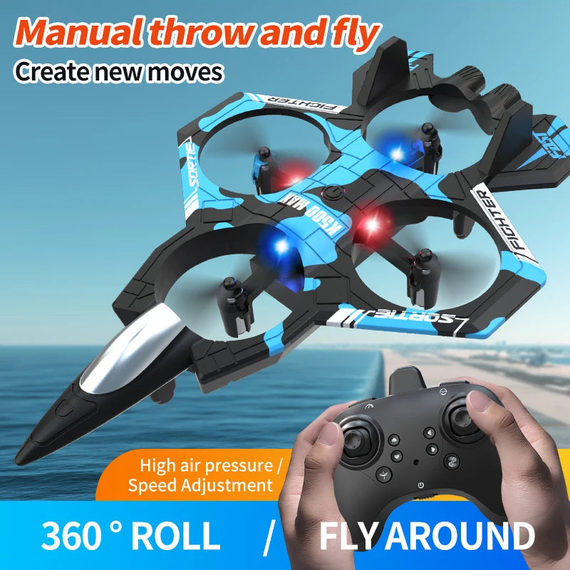 K500 Remote Control Drone 2.4G 360° Flip Fighter Jet Toy Intelligent Fixed Height Hovering RC Airplane