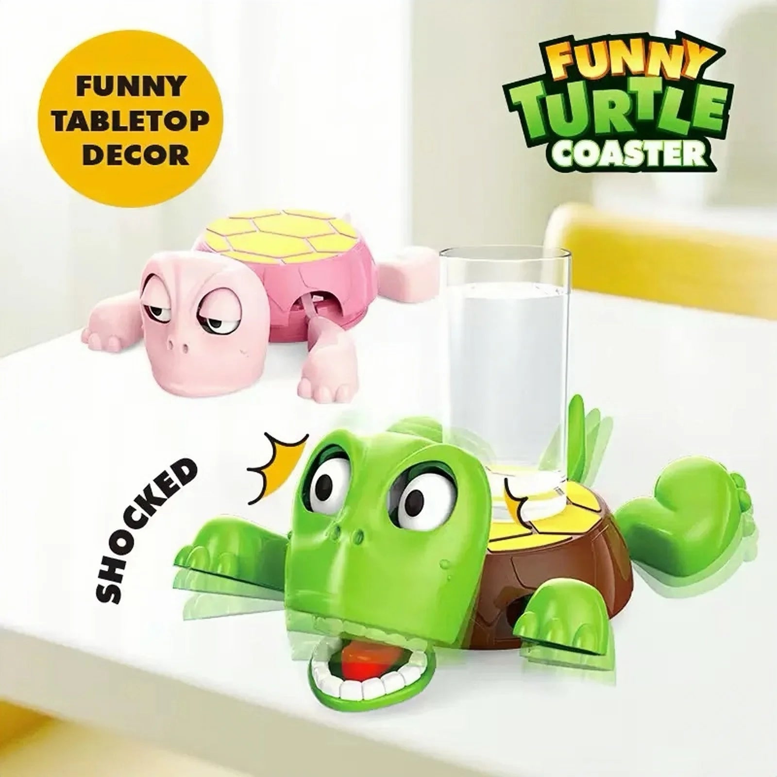 Panicked Turtle Coaster 3D Printed Cup Mat Insulation Pad Home/Office Decorative Cup Pad Mug Holder with Funny Expression