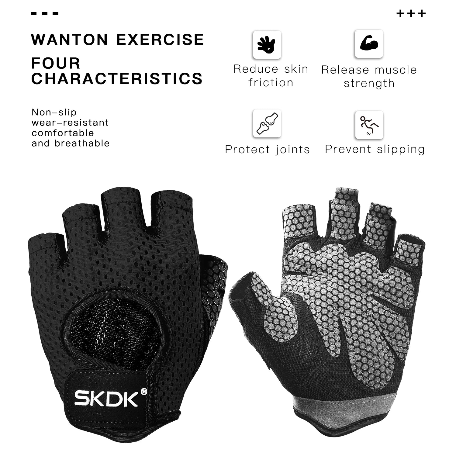 SKDK Gym Gloves – Breathable, Anti-Slip Workout Gloves for Weightlifting, CrossFit & Fitness Training