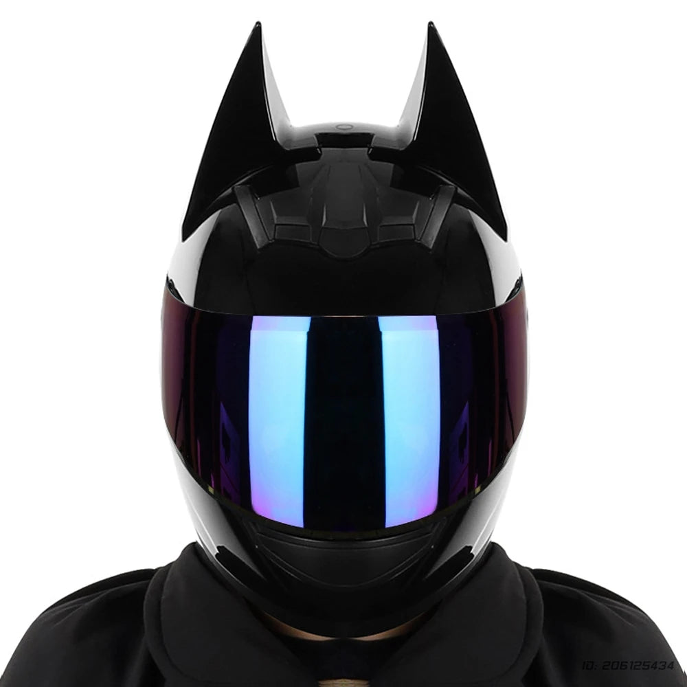 Motorcycle Helmet Bat Ears Full Face Detachable Horns Motorcross Racing Helmet Motorbike Moto DOT Approved Safety Moto Helmets
