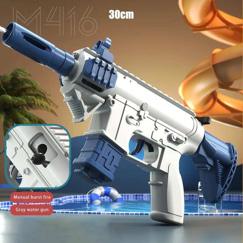 Electric Water Gun M416 Manual Version and Rechargeable Automatic Spray Gun Toys Largy Capacity Far Range for Adults & Kids