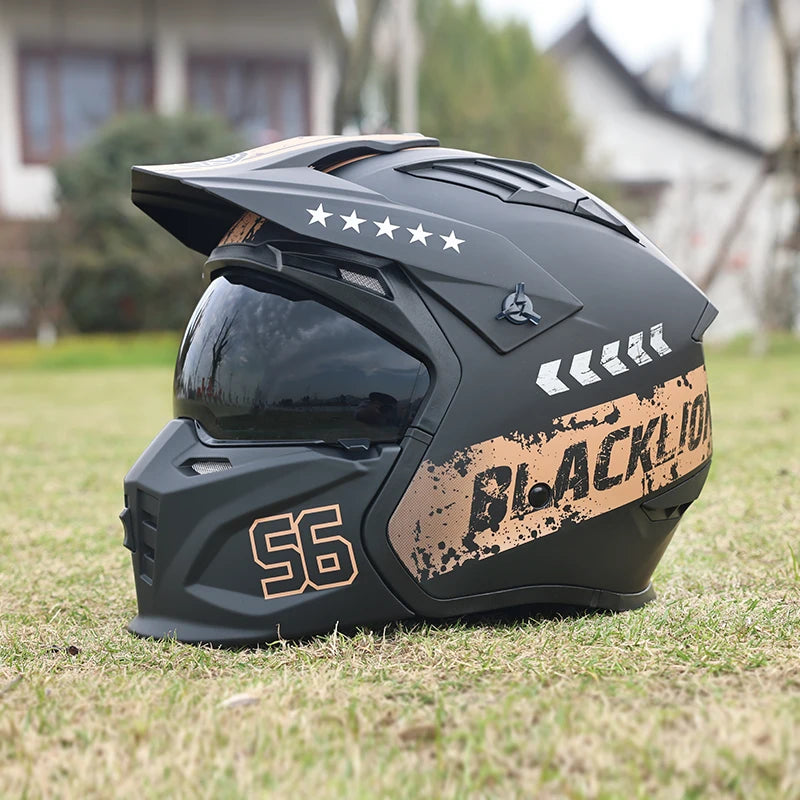 Street Fighter Motorcycle Helmet Men'S and Women'S Four Seasons Motorcycle Retro Full Helmet Half Helmet Combination Helmet