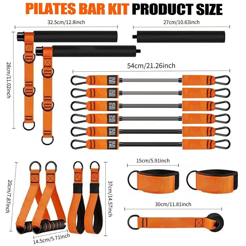 Pilates Bar with Resistance Bands – Full-Body Portable Workout Kit