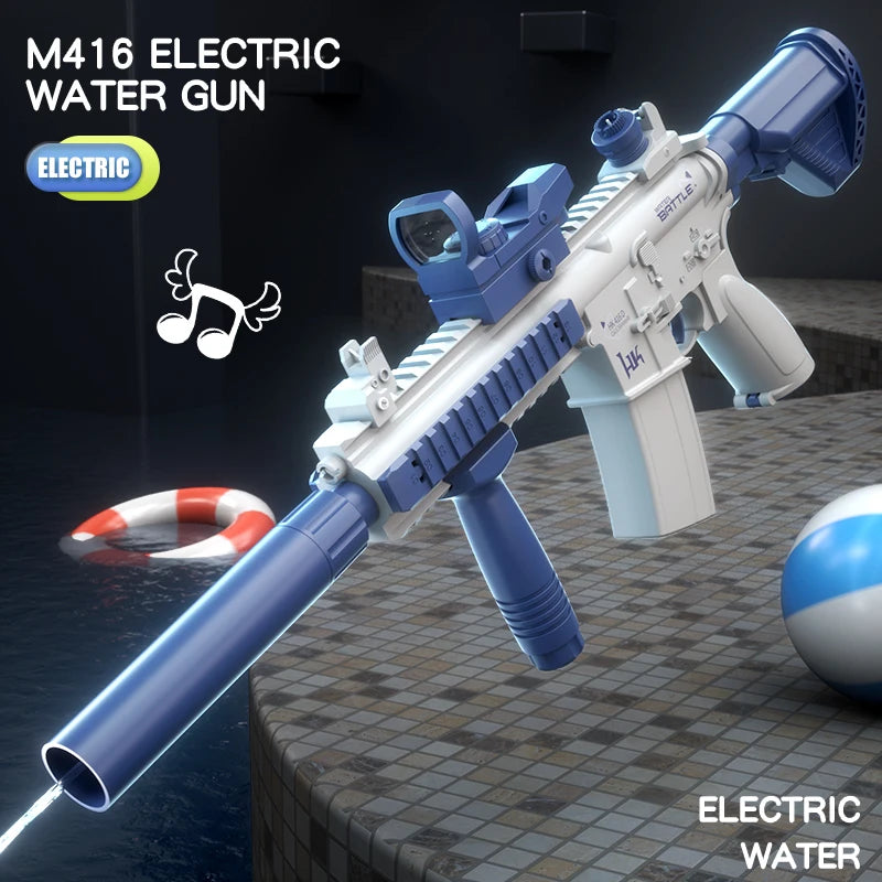 Electric Water Gun M416 Manual Version and Rechargeable Automatic Spray Gun Toys Largy Capacity Far Range for Adults & Kids