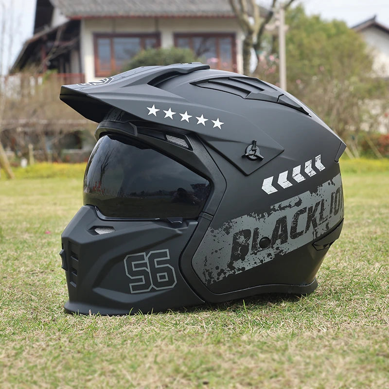 Street Fighter Motorcycle Helmet Men'S and Women'S Four Seasons Motorcycle Retro Full Helmet Half Helmet Combination Helmet