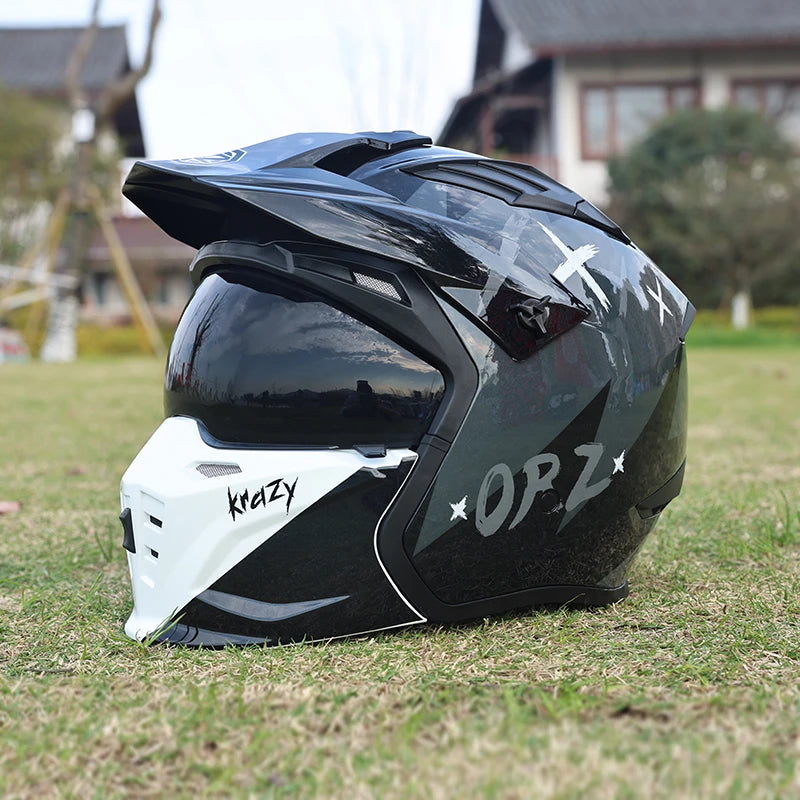 Street Fighter Motorcycle Helmet Men'S and Women'S Four Seasons Motorcycle Retro Full Helmet Half Helmet Combination Helmet