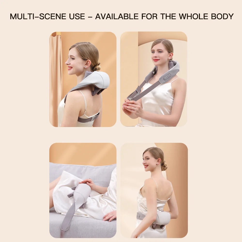 Wireless Neck Back Massager Neck and Shoulder Knead Massage Shawl Neck Cervical Relaxing Trapezius Massager Pain Relief Device