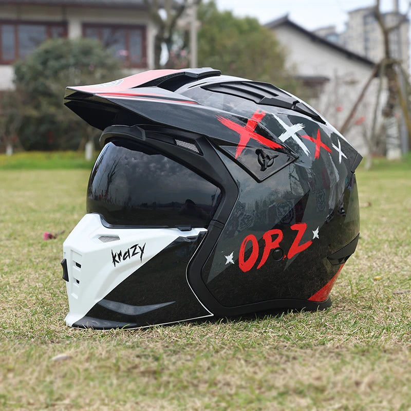 Street Fighter Motorcycle Helmet Men'S and Women'S Four Seasons Motorcycle Retro Full Helmet Half Helmet Combination Helmet