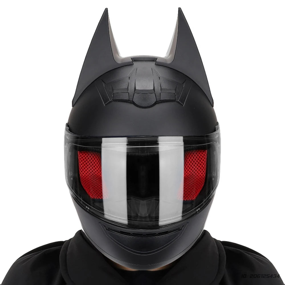 Motorcycle Helmet Bat Ears Full Face Detachable Horns Motorcross Racing Helmet Motorbike Moto DOT Approved Safety Moto Helmets