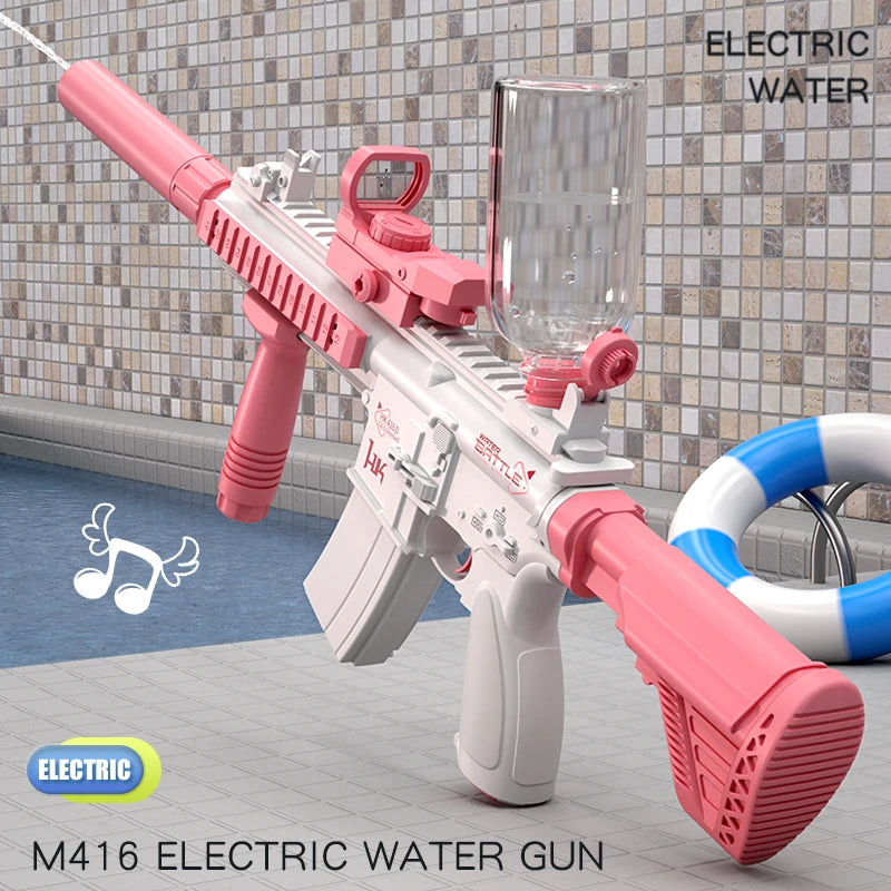 Electric Water Gun M416 Manual Version and Rechargeable Automatic Spray Gun Toys Largy Capacity Far Range for Adults & Kids