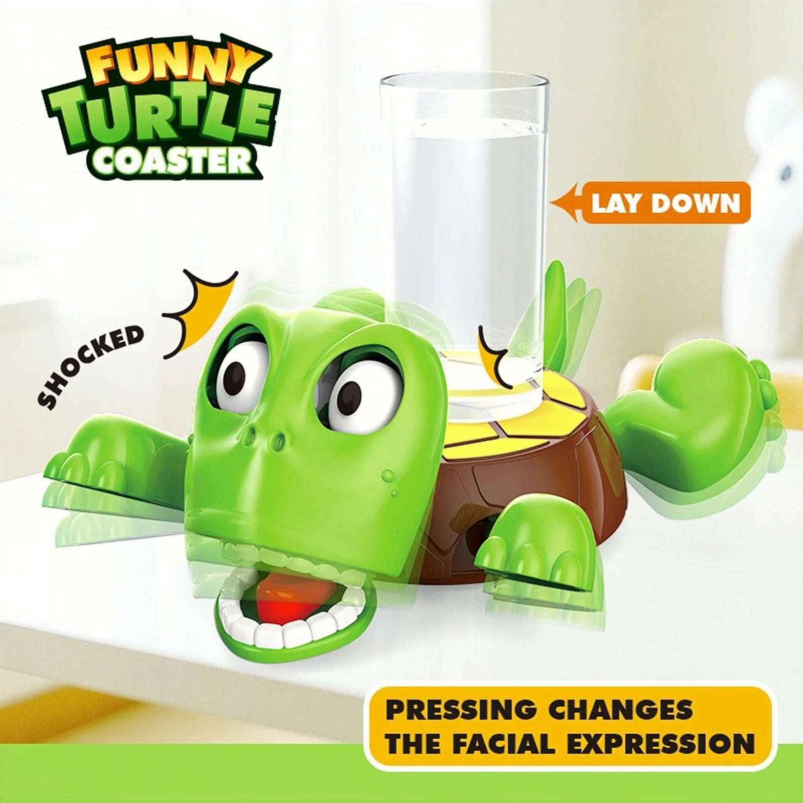 Panicked Turtle Coaster 3D Printed Cup Mat Insulation Pad Home/Office Decorative Cup Pad Mug Holder with Funny Expression