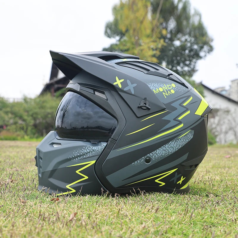 Street Fighter Motorcycle Helmet Men'S and Women'S Four Seasons Motorcycle Retro Full Helmet Half Helmet Combination Helmet