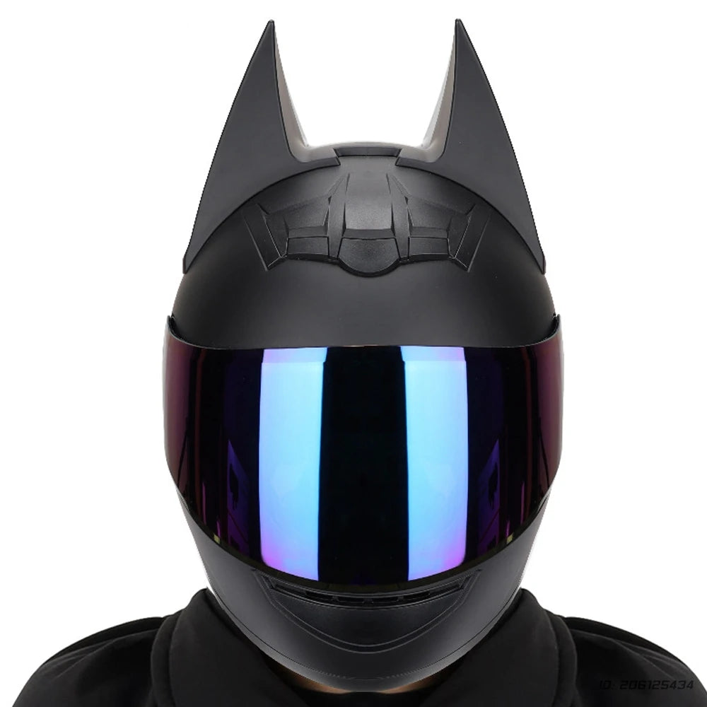 Motorcycle Helmet Bat Ears Full Face Detachable Horns Motorcross Racing Helmet Motorbike Moto DOT Approved Safety Moto Helmets