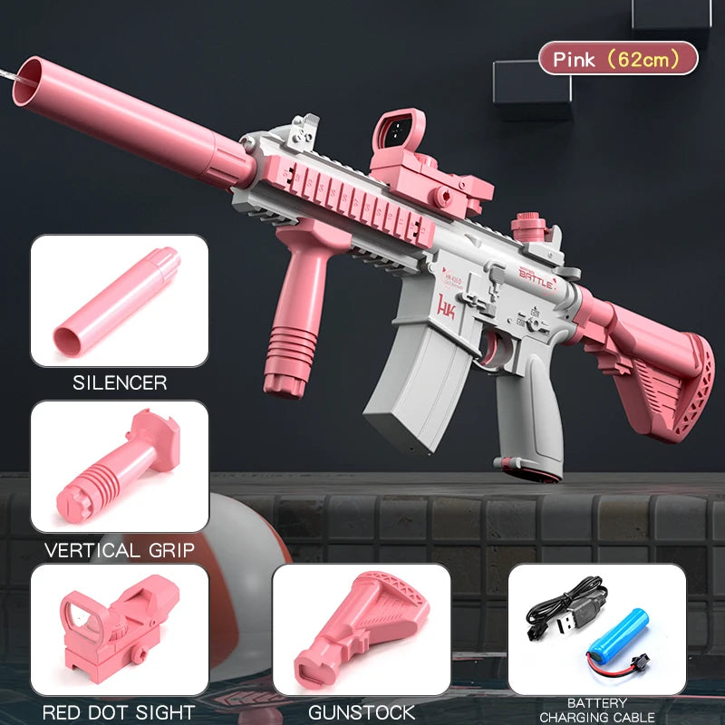 Electric Water Gun M416 Manual Version and Rechargeable Automatic Spray Gun Toys Largy Capacity Far Range for Adults & Kids