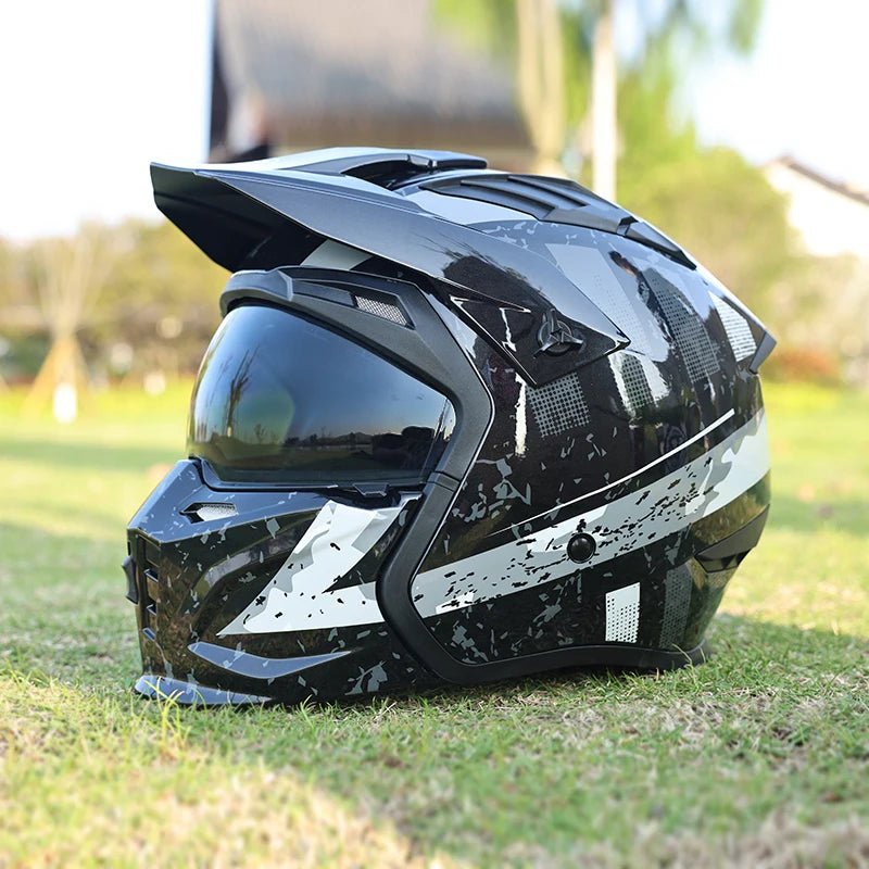 Street Fighter Motorcycle Helmet Men'S and Women'S Four Seasons Motorcycle Retro Full Helmet Half Helmet Combination Helmet